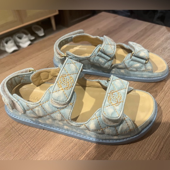 Chanel 2020 Gate No. 5 Blue Tie Dye 'Dad' Slides- Size 38C Excellent Condition - Picture 1 of 9